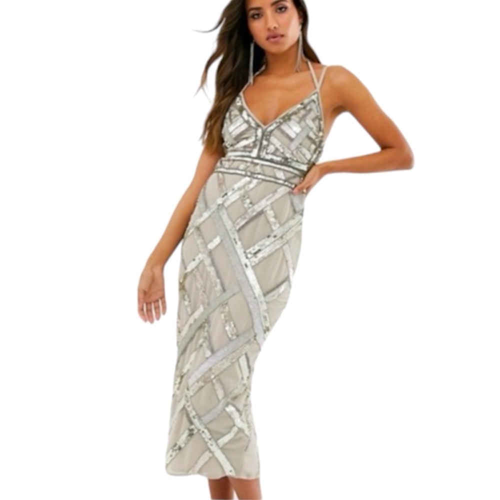 ASOS I Pencil Dress with Cut Out and Lattice Embellishments